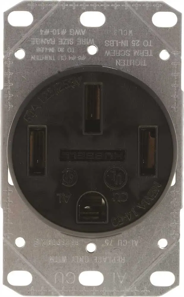 Range And Dryer Receptacle 50 Amp 3 Pole 4 Wire Black 1