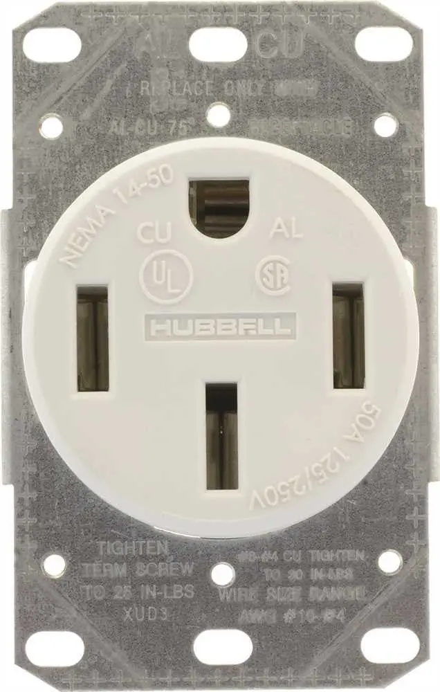 Range And Dryer Receptacle 50 Amp 3 Pole 4 Wire White 1