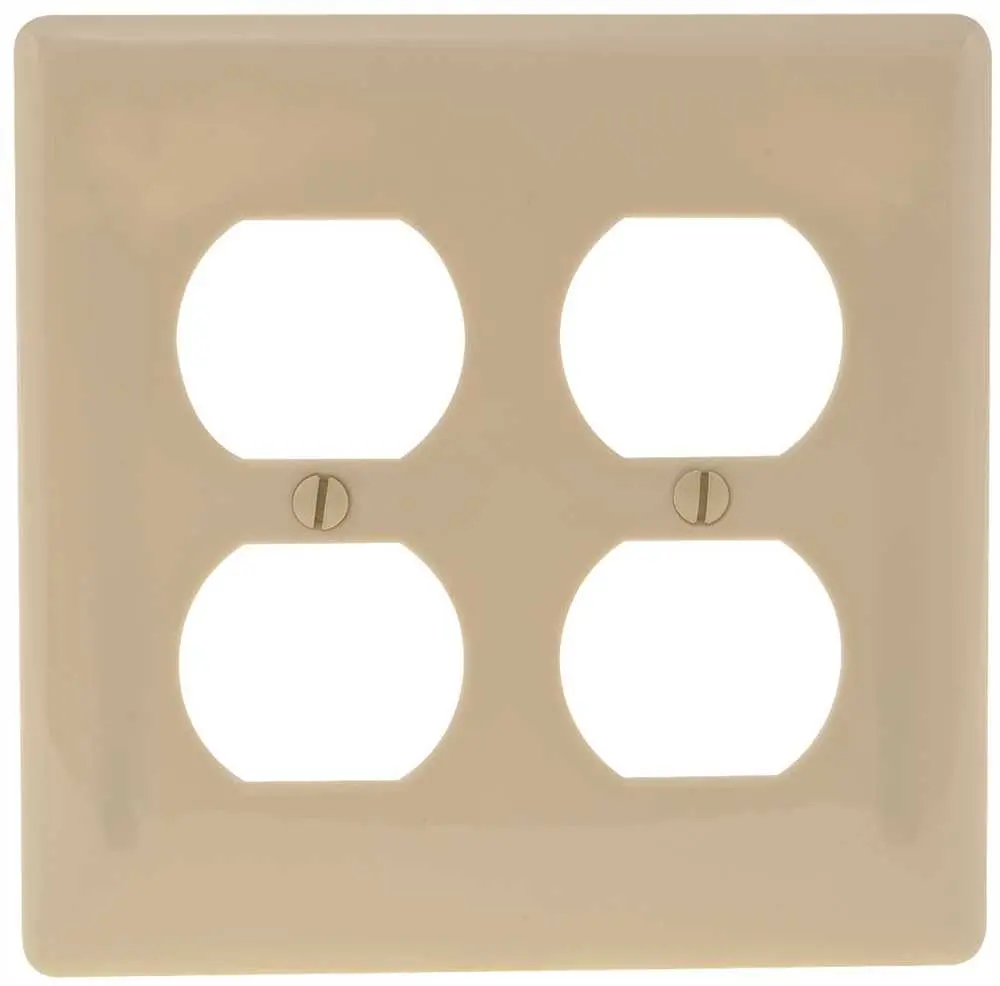 Wallplate 2-Gang Duplex Ivory 1