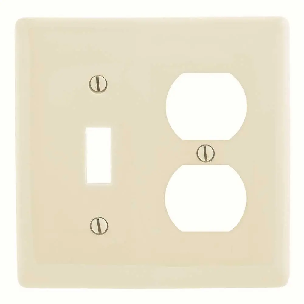 Wallplate 2-Gang Duplex Toggle Almond 1
