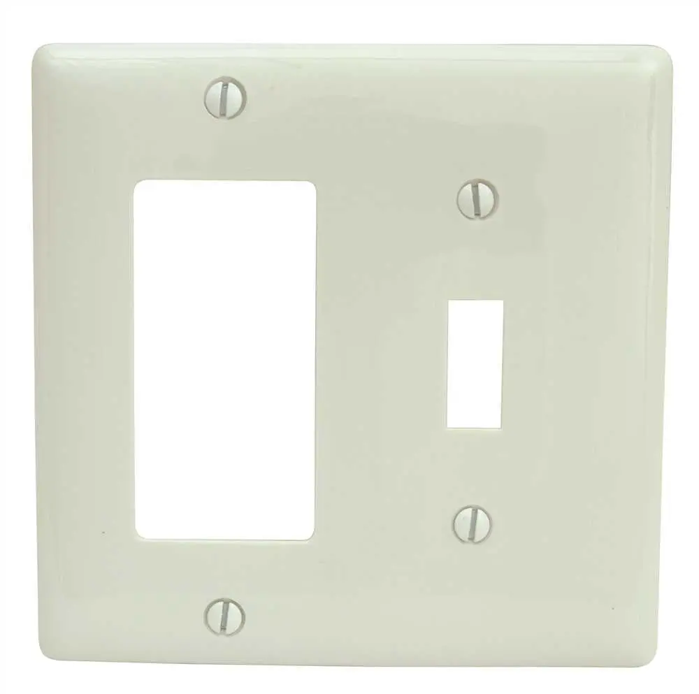 Wallplate 2 Gang Combo Toggle-Receptacle White 1