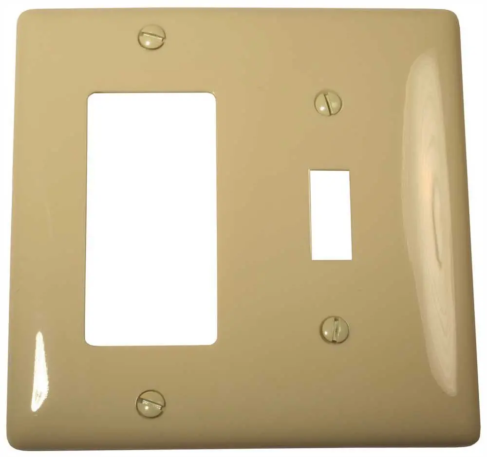 Wallplate 2 Gang Combo Toggle-Receptacle Ivory 1