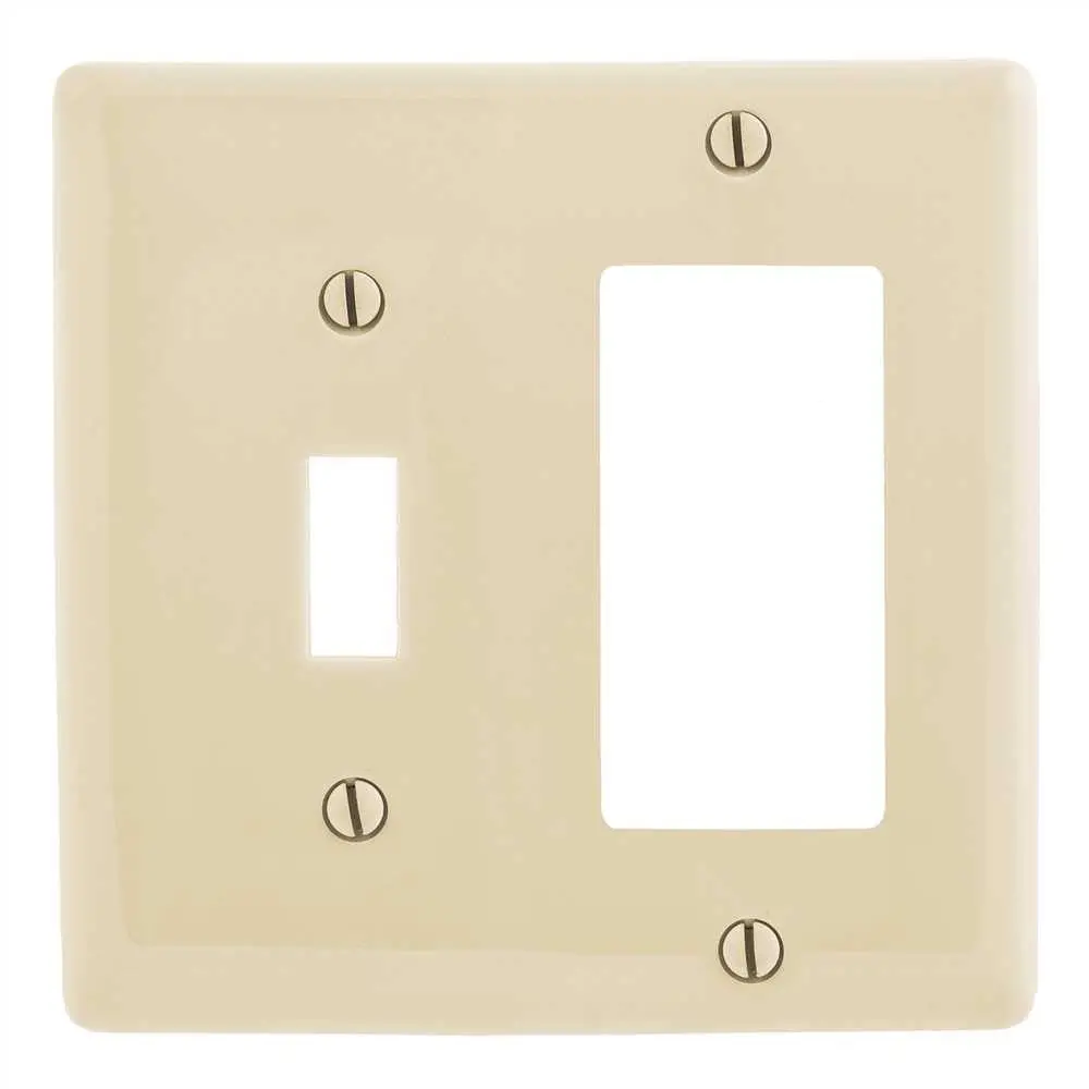 Wallplate 2-Gang Combo Toggle-Receptacle Almond 1