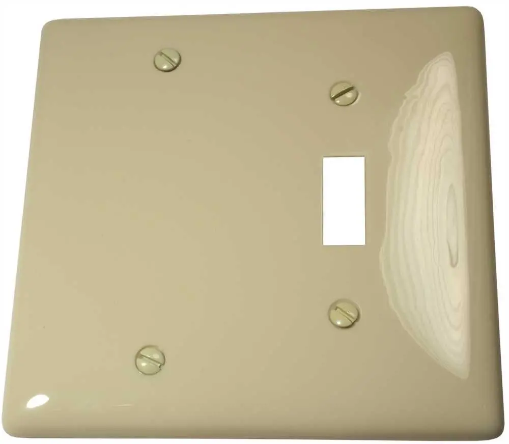 Wallplate Toggle 2 Gang Blank Ivory 1