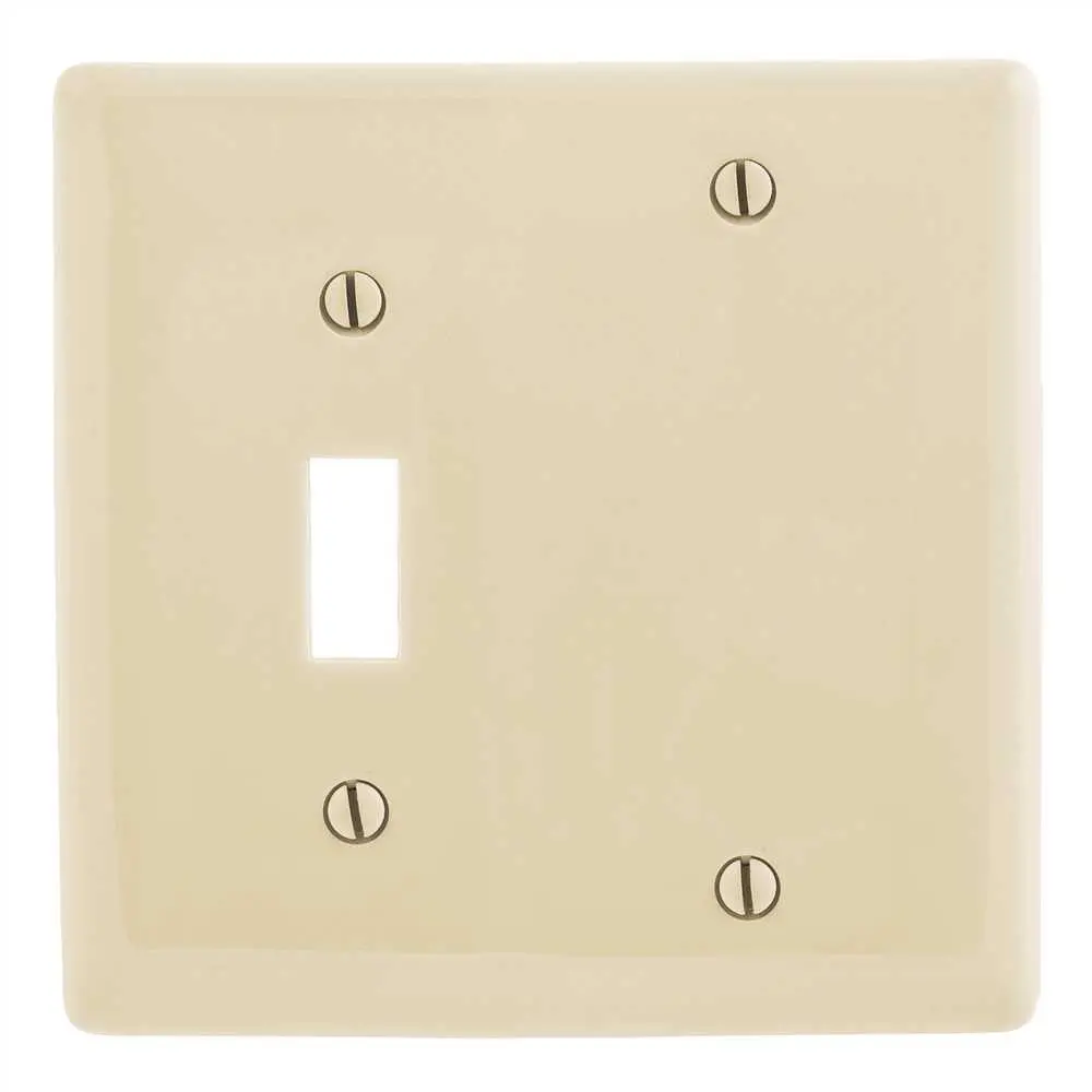 Wallplate Toggle 2-Gang Blank Almond 1