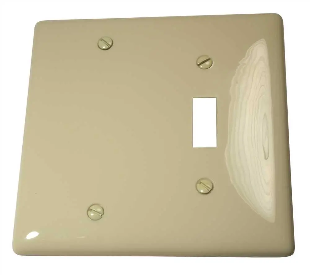 Wallplate Midi Toggle 2 Gang Blank Ivory 1