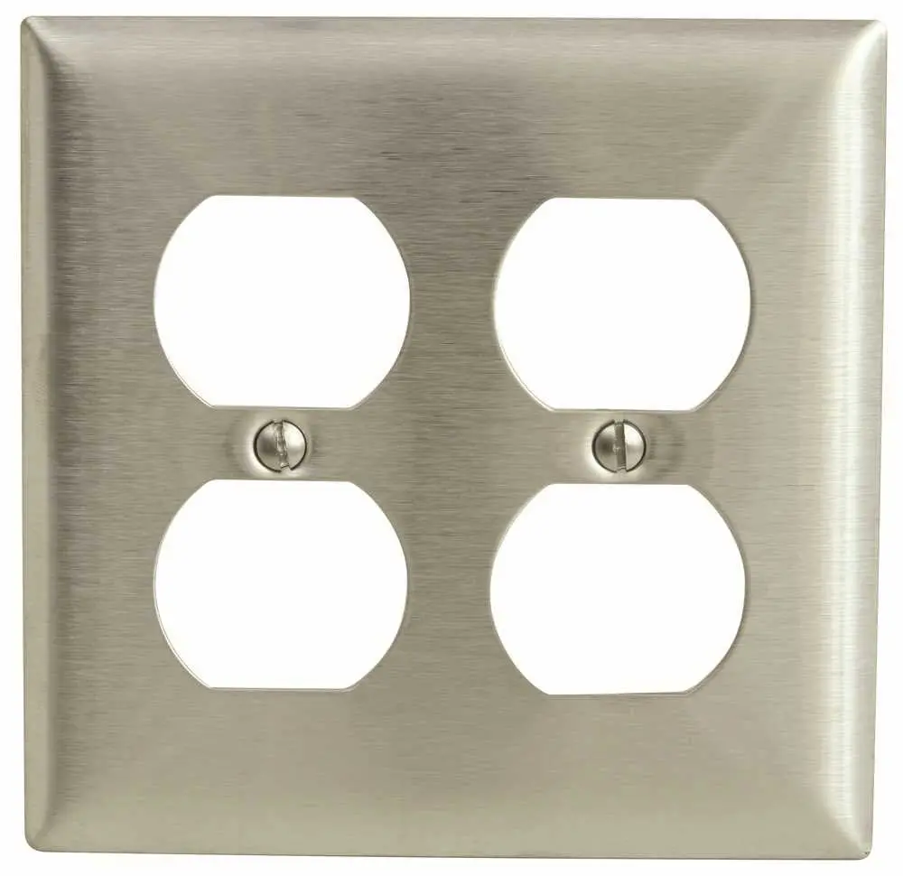 Wallplate 2-Gang Duplex Stainless Steel 1