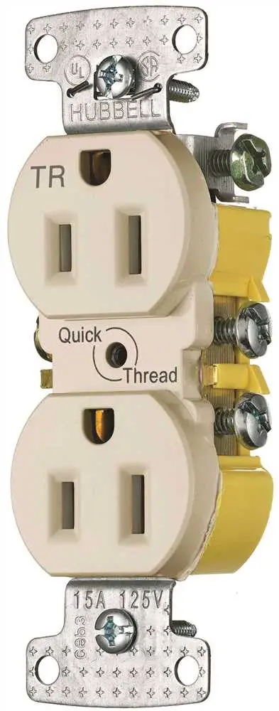 Self Ground And Tamper Quick Thread Duplex Receptacle 15 Amps Almond 1
