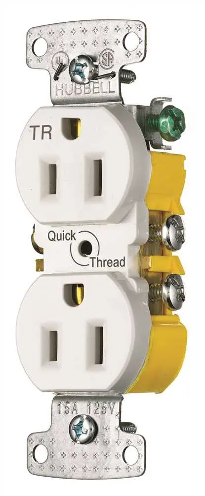 Receptacle Duplex 15 Amp Self Ground And Tamper Quik Trh White 1