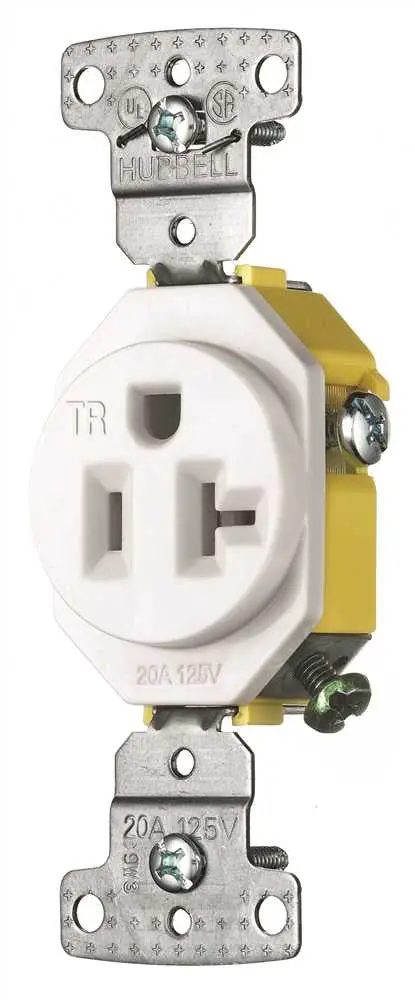 Single Receptacle 20 Amp White 1