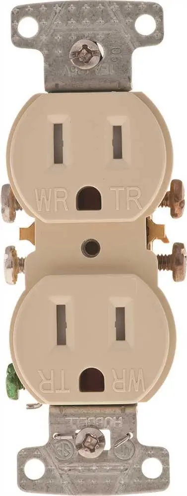 Self Grounding And Tamper Proof Duplex Receptacle 15 Amps Ivory 1
