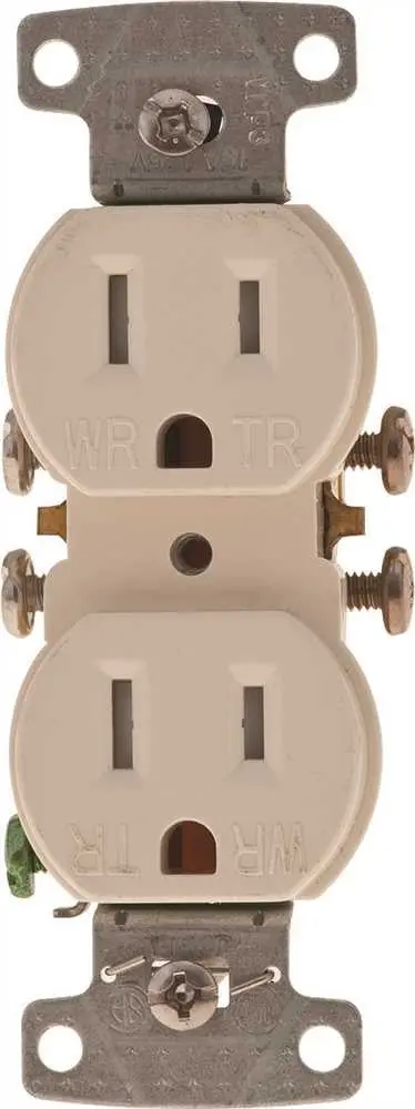 Self Grounding And Tamper Proof Duplex Receptacle 15 Amps Almond 1