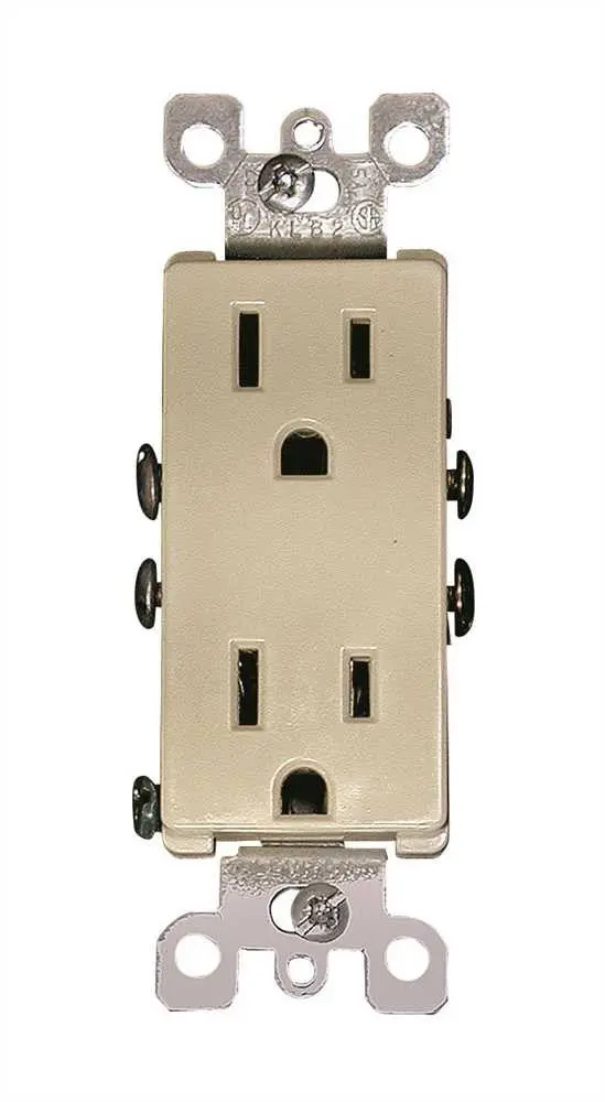 Leviton&Reg; Decora&Reg; 2-Pole Residential Grade Duplex Receptacle, White, Nema 5-15R, 125 Volts, 15 Amps 1