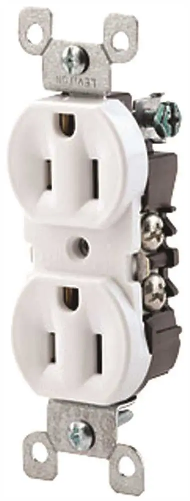 Leviton&Reg; 2-Pole Residential Grade Co-Alr Duplex Receptacle, White, Nema 5-15R, 125 Volts, 15 Amps 1