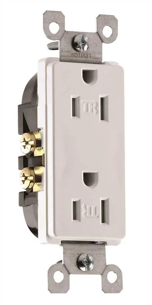 Leviton&Reg; Decora&Reg; 2-Pole Residential Grade Tamper-Resistant Duplex Receptacle, White, 125 Volts, 15 Amps 1