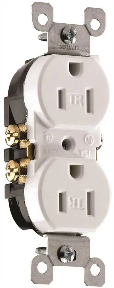 Leviton&Reg; 2-Pole Residential Grade Weather & Tamper-Resistant Duplex Receptacle, White, Nema 5-15R, 125 Volts, 15 Amps 1