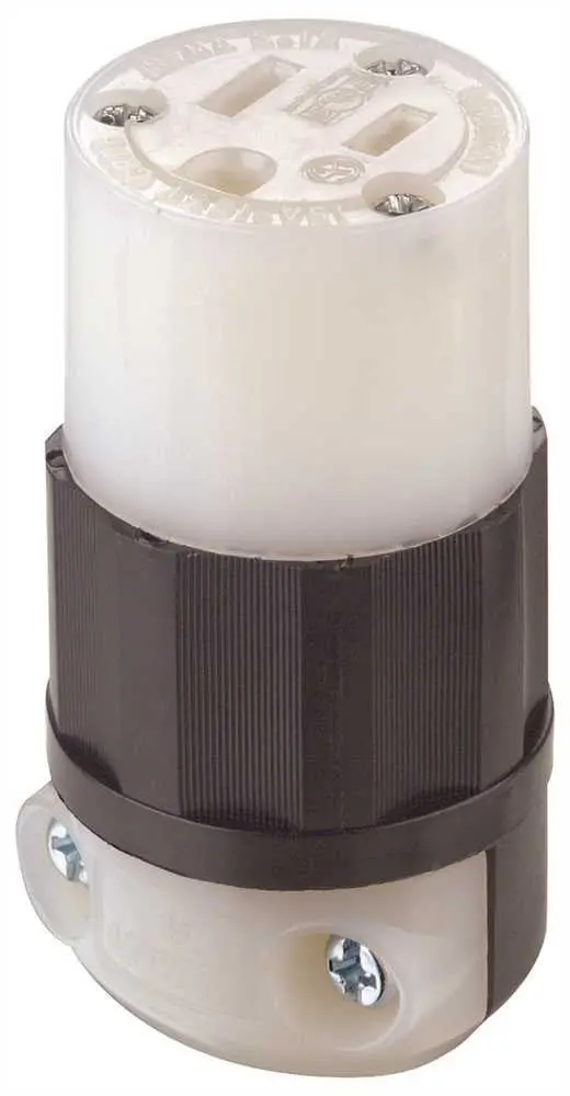 Leviton Industrial Grade Female Connector, 15 Amp, Double Pole, 3 Wire, Black And White 1