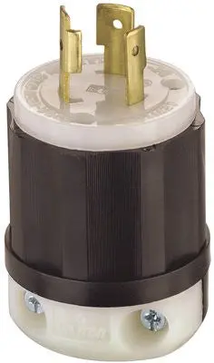 Leviton Industrial Grade Extra Heavy-Duty Locking Male Plug, 20 Amp, Double Pole, 3 Wire, Black And White 1