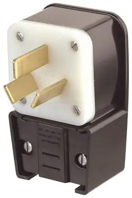 Leviton Industrial Grade Angle Range Plug, 50 Amp, Three Pole, Black 1