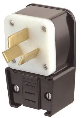 Leviton Industrial Grade Angle Range Plug, 30 Amp, Three Pole, Black 1