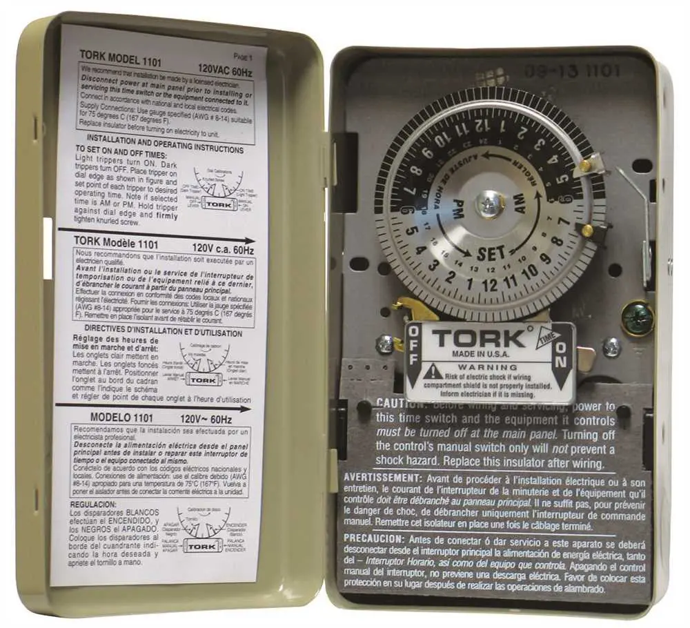 Indoor Timer Switch 24 Hour Single Pole Metal 2 Horse Power 40 Amp 120 Volt 1