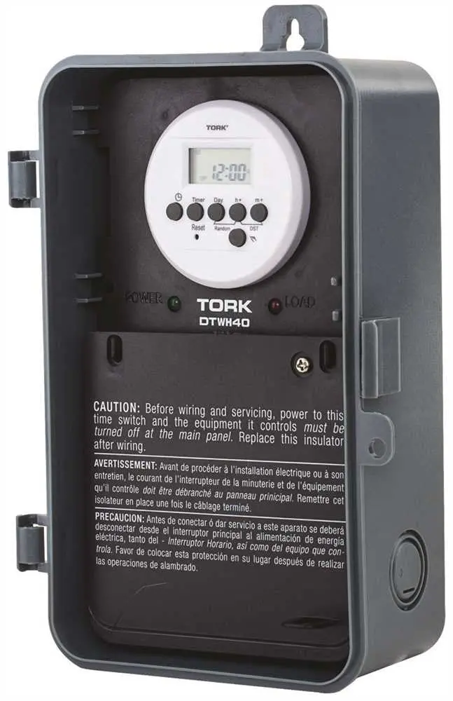 Tork Digital Water Heater Time Switch With Push Button, Double Pole, 240 Volt, 40 Amp 1