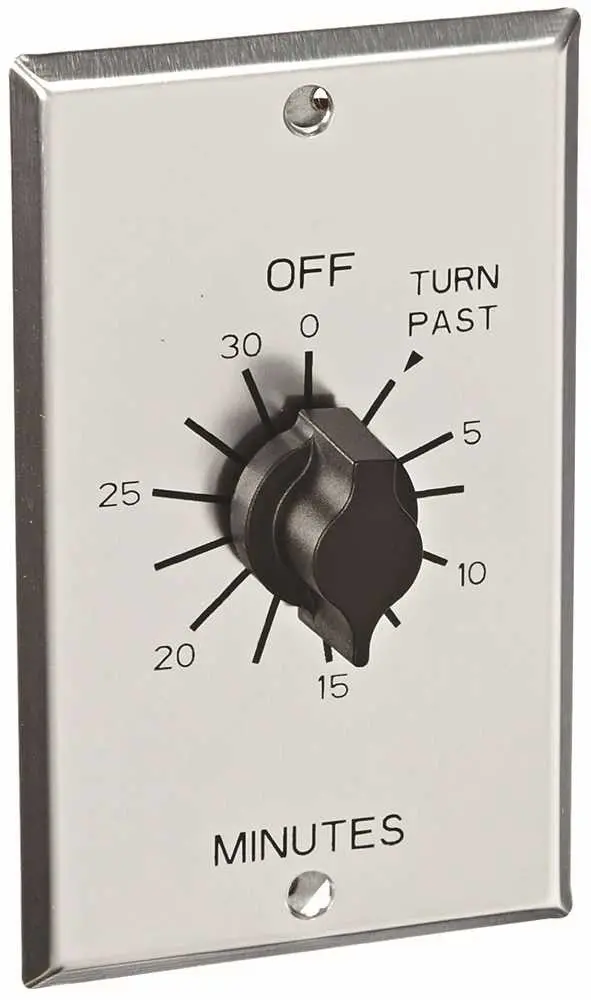 Spring Wound Wall Switch Single Pole With Timer, 0 To 30 Minutes 1