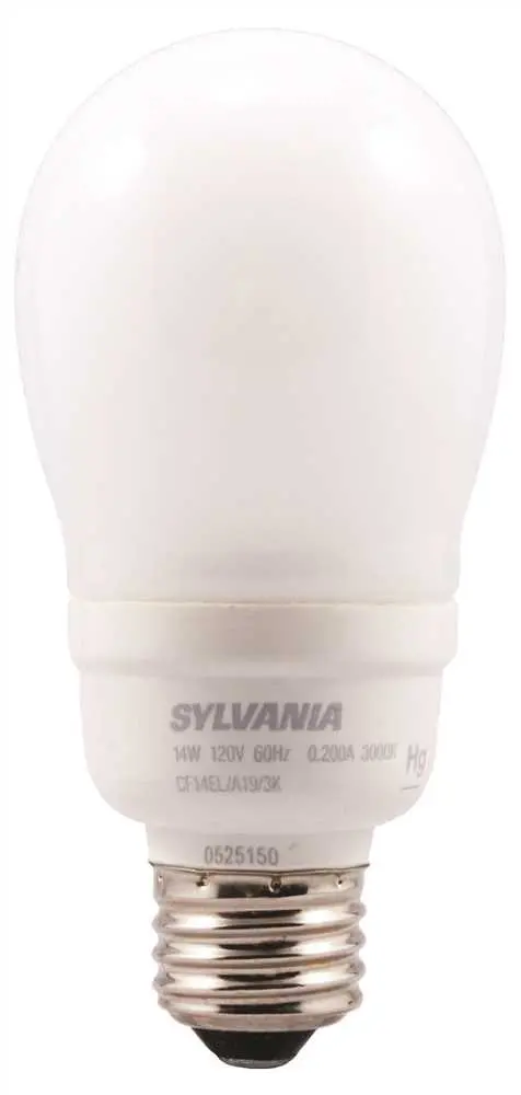 Sylvania Dulux&Reg; El Encapsulated Compact Fluorescent Lamp, A19, 14 Watt, 3000K, 82 Cri, Medium Base, 120 Volts 1