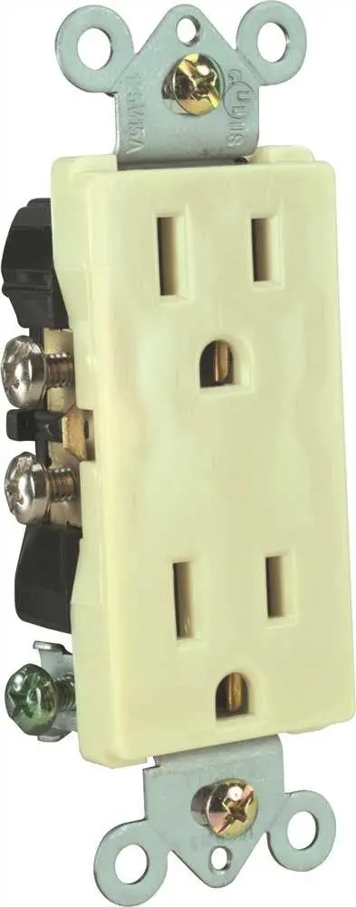 Preferred Industries&Trade; Grounding Receptacle, 15 Amps, 125 Volts, Ivory 1
