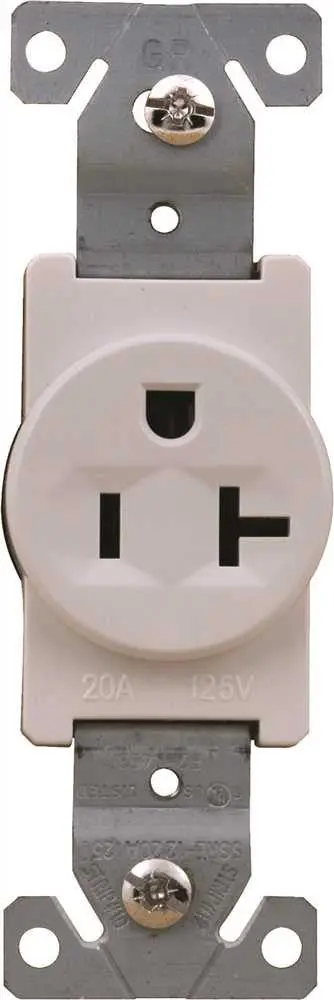 Single Receptacle 20 Amps 125 Volts White 1