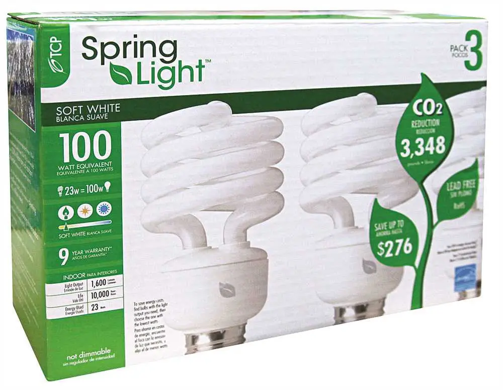 Tcp Springlight&Trade; Springlamp&Reg; Compact Fluorescent Lamp, 23 Watt, 2700K Color Temperature, 3 Pack 1
