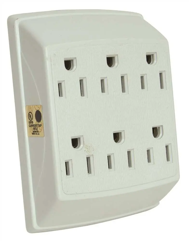 Grounding Tap 6 Outlet White 1