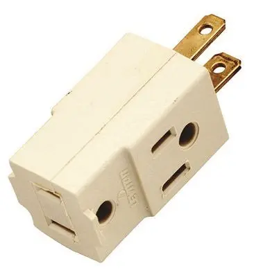 Satco&Reg; Vinyl Cube Outlet Adapter, 2 Pole, 3 Wire, 15 Amps, 125 Volts, Ivory 1