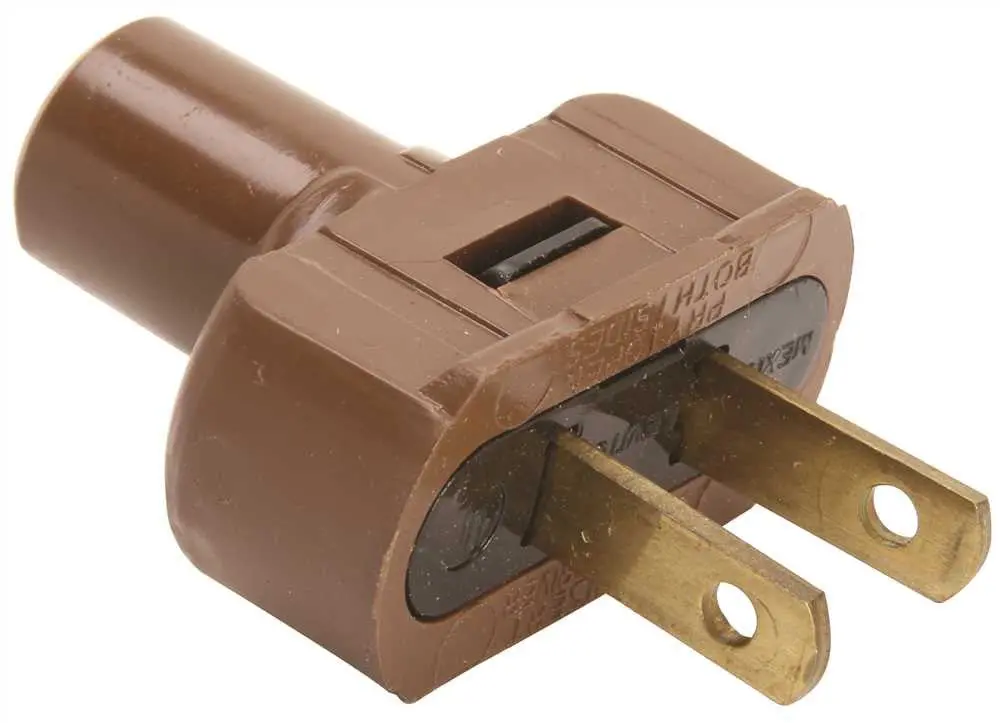 Satco&Reg; Attachment Plug With Terminal Screws, 18-2-Svt Round Wire, Brown 1