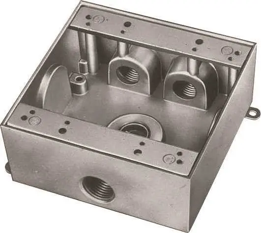 Weatherproof Box 2 Gang Aluminum Four 1-2" Threaded Holes 1