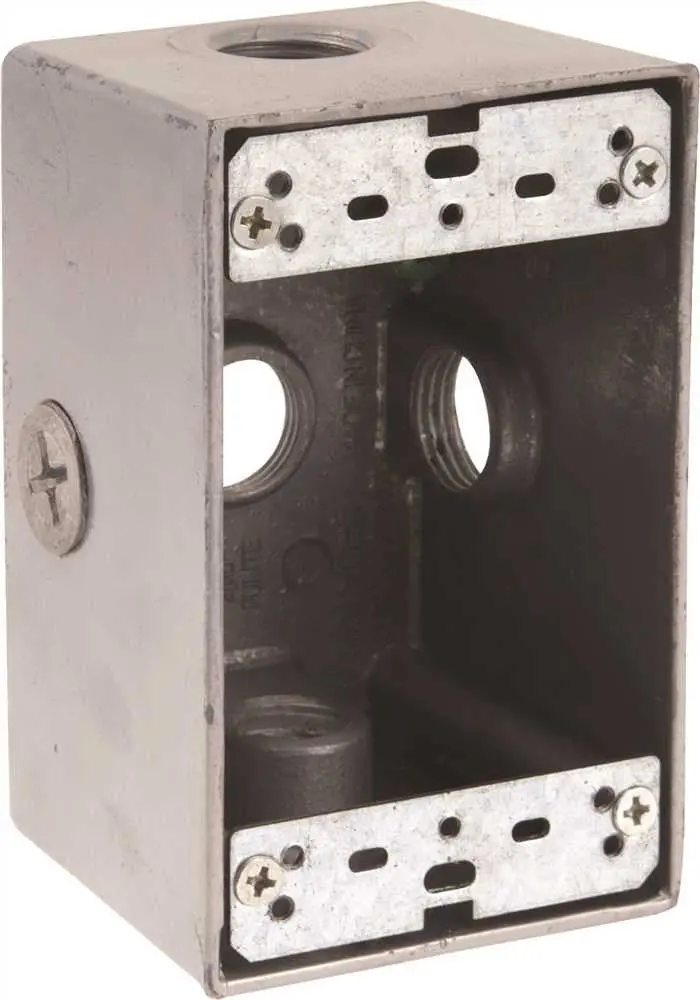 Aluminum 1 Gang Deep Weatherproof Box Five 1-2" Holes With Lugs 1