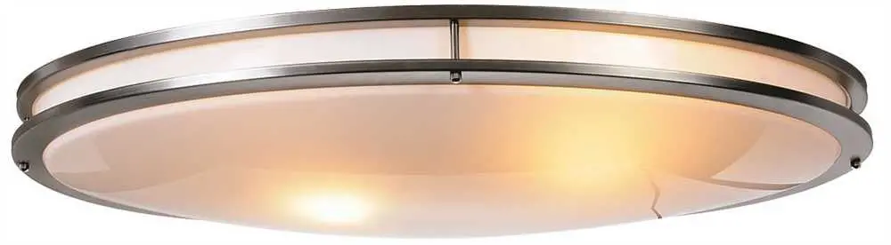 Monument Oval Ceiling Light Fixture, Brushed Nickel With White Plastic Lens, 32-1-4", Uses Two 32 Watt Circline Type Lamps 1