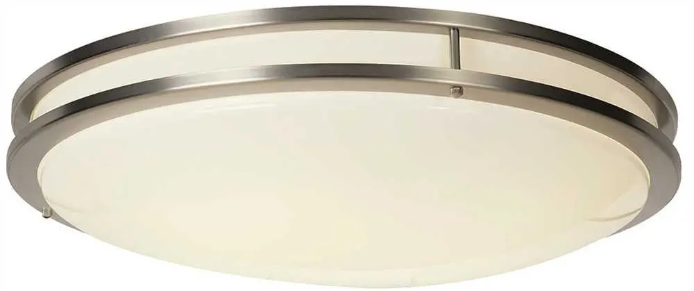 Flush Mount Ceiling Fixture With One 32 Watt And One 40 Watt Circline Type Fluorescent Lamp, 24 In., Stainless Trim 1