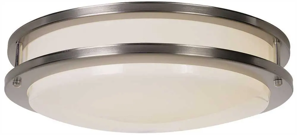 Flush Mount Ceiling Fixture With Stainless Trim, 15 X 4-3-4 In., Satin 1