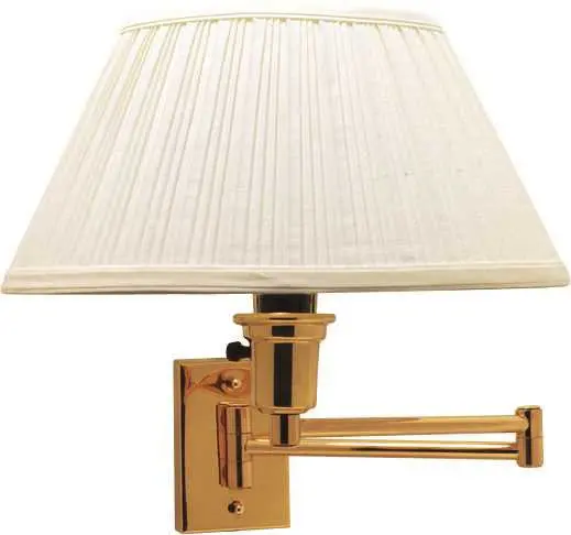 Swing Arm Wall Lamp , Maximum One 150 Watt Three Way Incandescent Medium Base Bulb, Polished Brass With White Shade 1