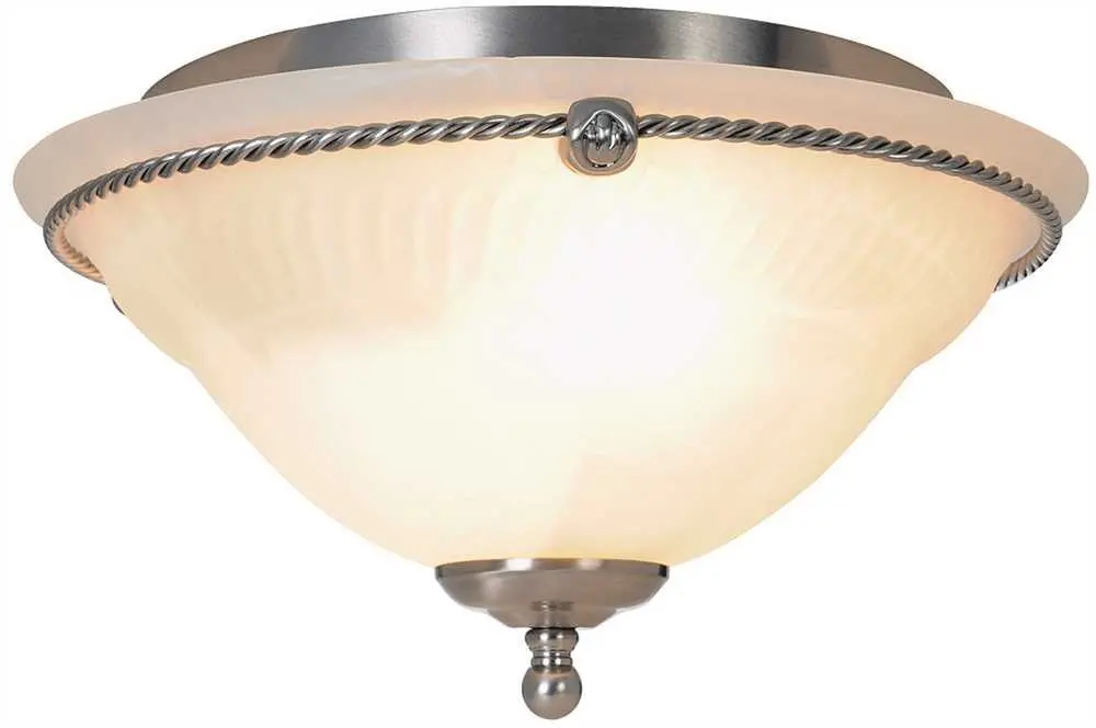 Torino Flush Mount Ceiling Fixture, Maximum Two 60 Watt Incandescent Medium Base Bulbs, 14 In., Brushed Nickel 1