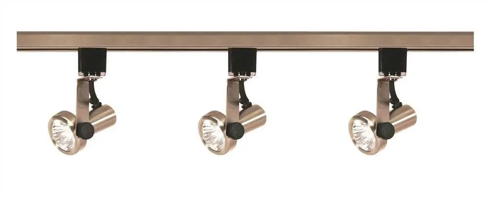 Nuvo&Reg; 3-Light Mr16 Gimbal Ring Track Lighting Fixture, Brushed Nickel, 48 X 2.75", Uses 3 50-Watt Gu10 Base Lamps 1