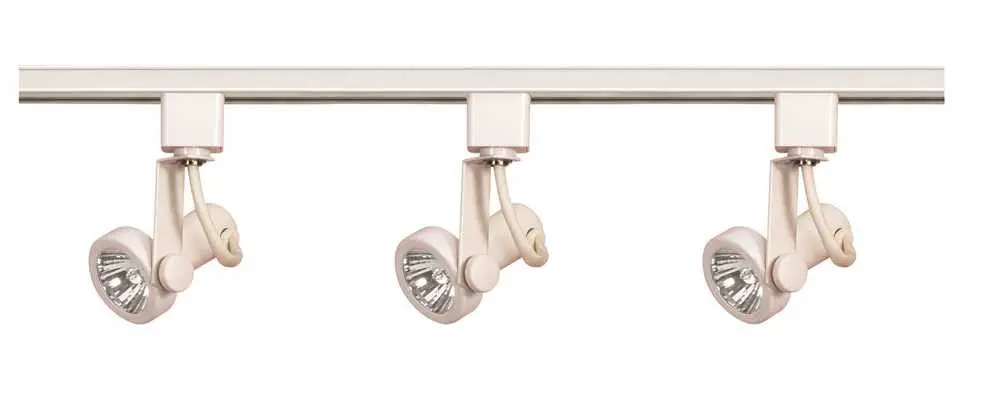 Mini Track Lighting Kit 3 Gimbal Ring Heads White Finish 1