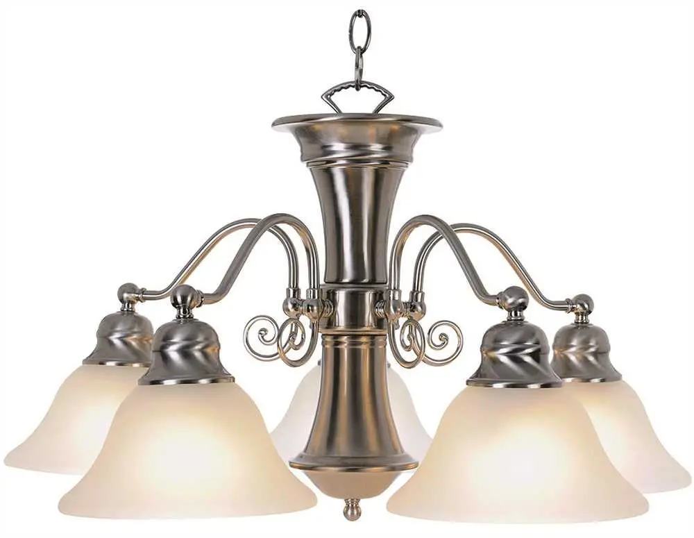 Wellington&Trade; Chandelier Ceiling Fixture With Five 13 Watt Compact Type Fluorescent Lamps, 24 In., Brushed Nickel 1