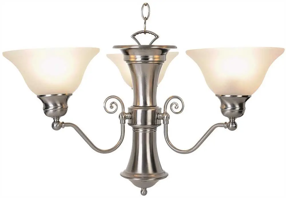 Wellington&Trade; Chandelier Ceiling Fixture With Three 13 Watt Compact Type Fluorescent Lamps, 24 In., Brushed Nickel 1
