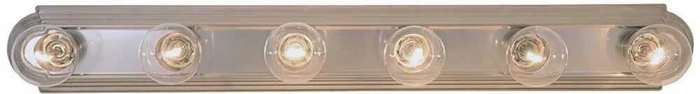Beveled Edge Vanity Fixture, 6 Light For Maximum 60 Watt G-25 Incandescent Medium Base Bulbs, 36 In. Wide, Brushed Nickel 1