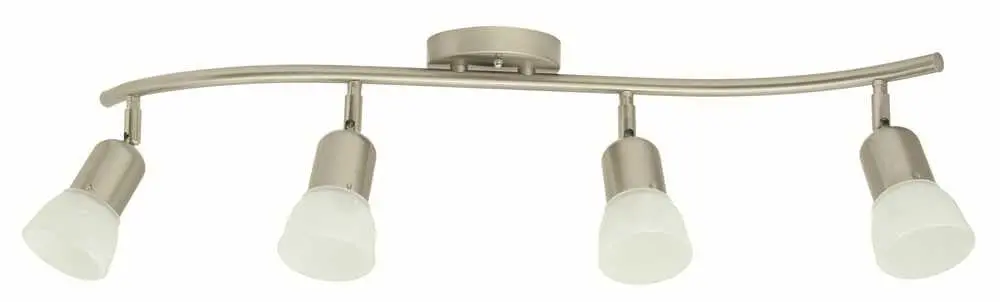 Contemporary Flush Mount Ceiling Fixture, Maximum Four 60 Watt Incandescent Medium Base Bulbs, 29 In., Brushed Nickel 1
