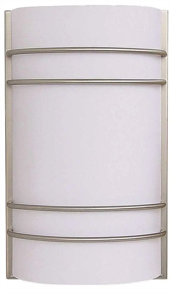Decorative Wall Sconce Fixture With Two 26 Watt Gu24 Type Fluorescent Lamps, 7-1-2 In. Brushed Nickel With Accents 1