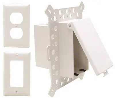 Low Profile In Box New Work Recessed Elecrical Box White Cover 1
