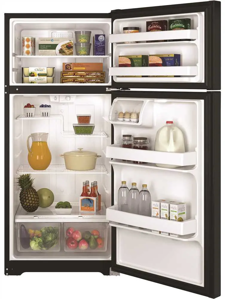 Ge&Reg; Energy Star&Reg; 15.5 Cu. Ft. Top Freezer Refrigerator, Black, Reversible Door Swing 1